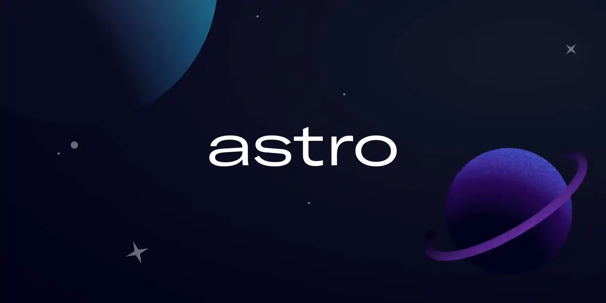 Astro logo with stars and planets in the background